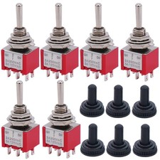 Twidec/6Pcs Mini Momentary Toggle Switch DPDT 3 Position 6 6Pin  ON -OFF- ON 