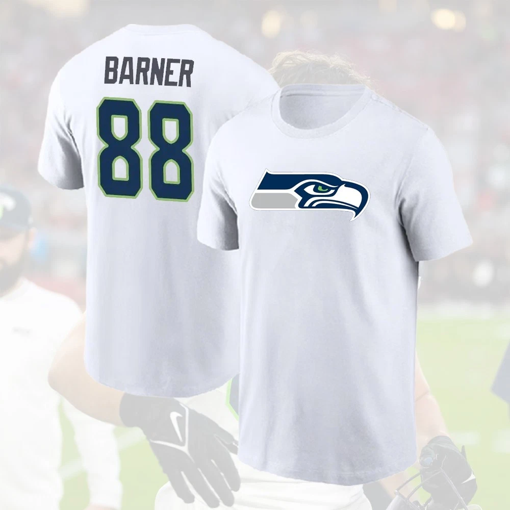AJ Barner Seattle Seahawks 2026 Player Name & Number Double Sided T-Shirt