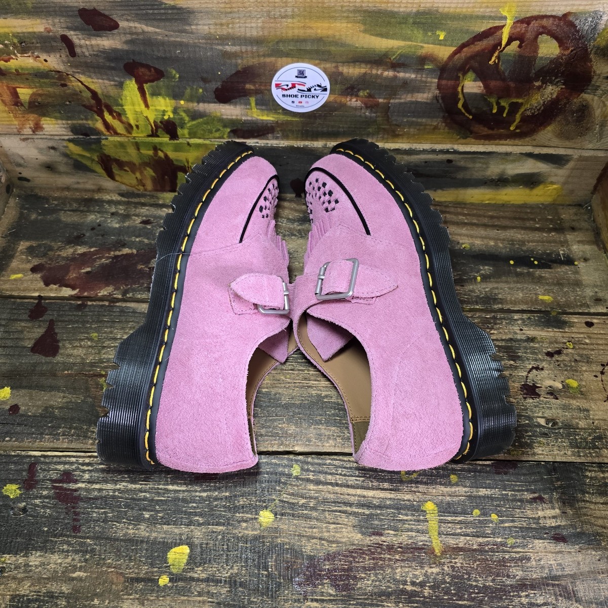 Dr. Martens Ramsey Monk Kiltie Pink Loafers Suede Monkstrap 