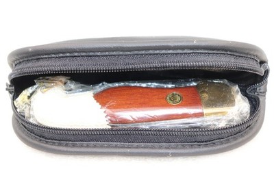 FRANKLIN MINT EAGLE HEAD Collectible Folding Knife with Soft Pouch, in Plastic