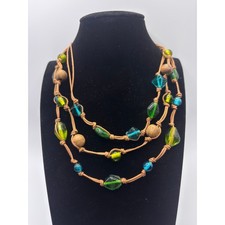 Boho Multi Strand Layered Cord Necklace Green...