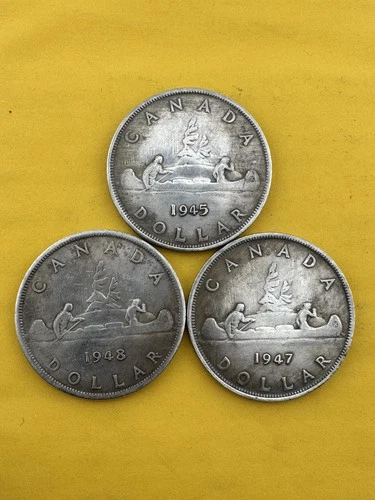 Coin Lot 3  Canada Dollar 1948, 1947, 1945