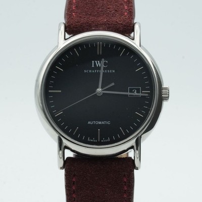 IWC PORTOFINO 38 AUTOMATIK HERREN UHR 38MM 3533 VINTAGE STAHL TOP SCHWARZ