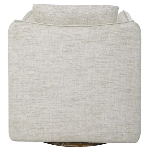 Uttermost Corben Farmhouse Wood and Fabric Swivel Armchair in Off White - Picture 7 of 10