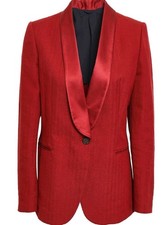 BRUNELLO CUCINELLI Blazer Tuxedo Jacket Brick Red Linen New Org 2800 38 US 4 Sm