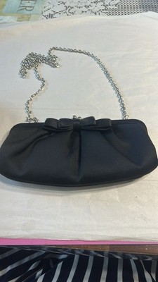 Talbots Black and Silver Clutch with Elegant Pleats