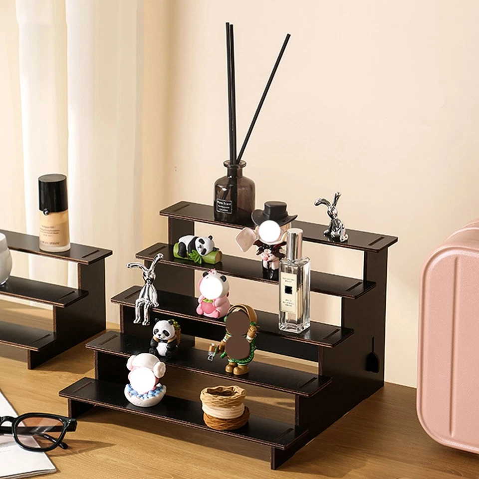 5-Tier Wooden Makeup Organizer Storage Stand Perfume Holder Tiered Display Shelf - Image 2 of 4