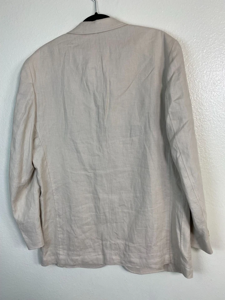 Chaqueta Blazer Alan River Para Hombre Beige Lino Talla Mediana Dos Botones Estilo Crema Foto 2 de 4