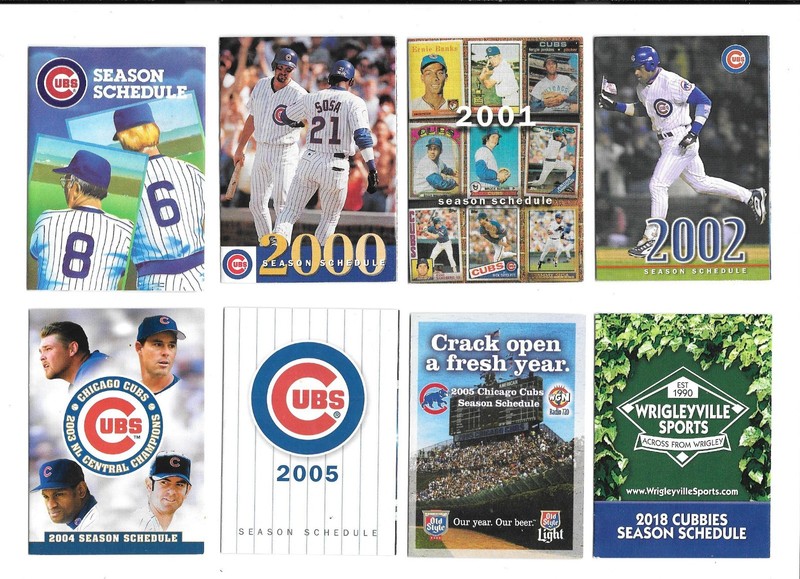 Chicago Cubs Baseball Schedules- 8 Different including 1986