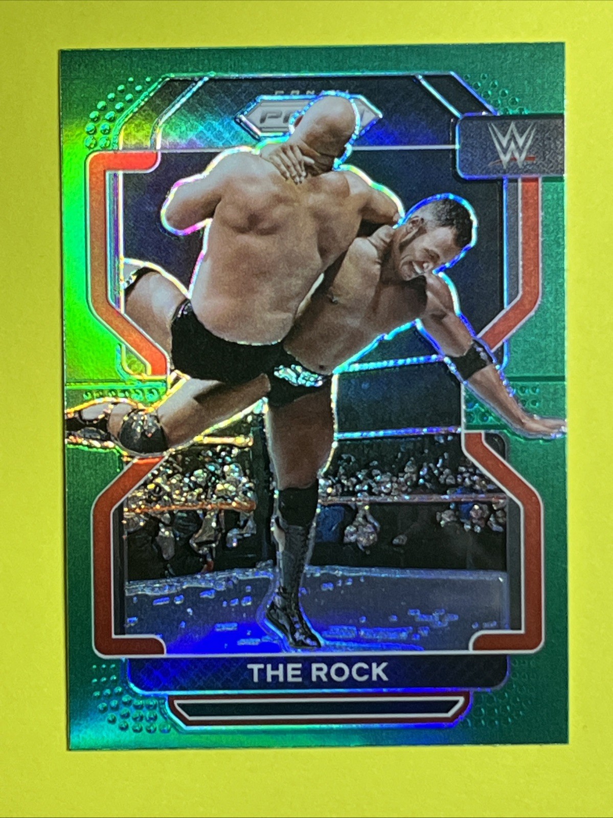 2022 Panini Prizm WWE GREEN Prizm The Rock #191