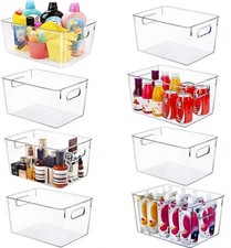 Set of 8 Large Clear Plastic Storage Bins 8L , Storage Containers for Pantry...