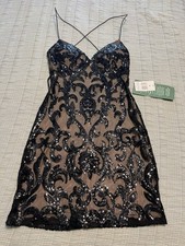 NWT Windsor Laura Black Sequin Lace-Up Bodycon Mini Whimsigoth Prom Hoco Med