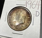 1964 D 50c Kennedy Silver Half Dollar Coin CH BU Nice Toning Toner SK#1a