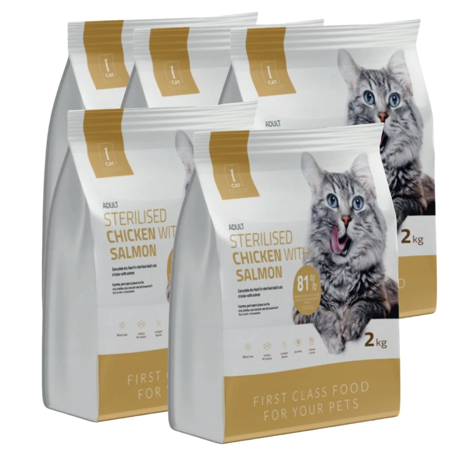 Getreidefreies Trockenfutter für Katzen mit Huhn Lachs Katzenfutter 10kg 1 CAT - Bild 2 von 4