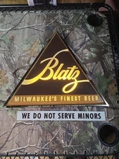 Rare Vintage 1960s Double Sided Light Up Blatz Beer Triangle Sign Metal Plastic