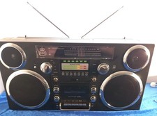 Czarny GPO Brooklyn Boombox Retro (PRZECZYTAJ OPIS) - TYLKO NIESPRAWDZONE CZĘŚCI