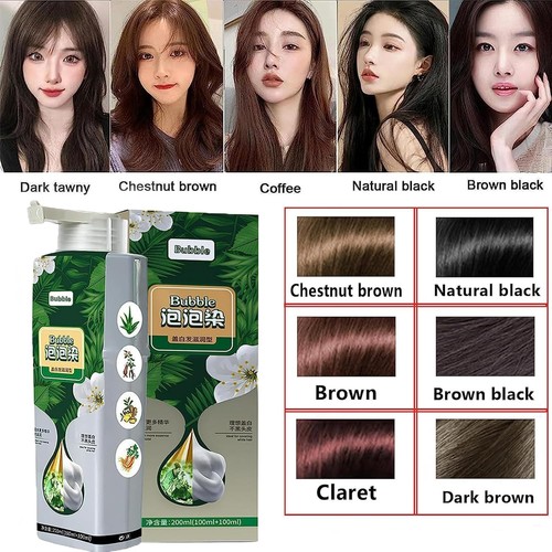 Natural Plant Bubble Hair Dye, Pure Extract for Grey Color Black - Picture 3 of 8
