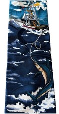 VTG 90s Deep Sea Fishing Silk Tie Marlin Sailfish Fish Print Vauda Mazzeo USA