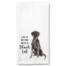 Watercolor Life is Better with a Black Lab Labradore Microfiber White, Linen 