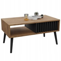 Skandinavischer Couchtisch, Lamellen, Eiche, Lancelot, Lofttisch Mit Ablage