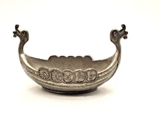 Vtg Antique Desk Art Canu Boat Miniature Ocean Beautiful Artistic VIKING