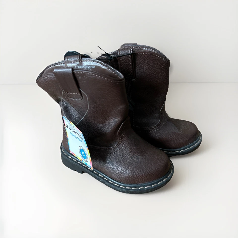 Botas de Vaquero Garanimals Infantiles/Niños Pequeños Marrón Sin Cordones/Pull-on Talla 6 Nuevas con Etiquetas Foto 4 de 4