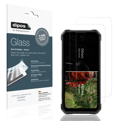 2x Schutzfolie für FOSSiBOT F107 Pro - Anti-Shock 9H Folie dipos Glass