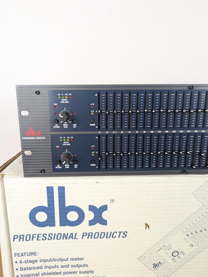 DBX 1231 1231V Dual 31-Band Pro Audio Equalizer TESTED In Box W/ Power Cord - Image 2 of 4