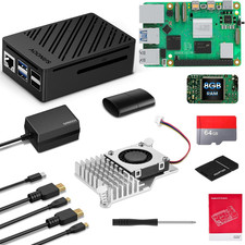 Raspberry Pi 5 Kit 8GB RAM with Active Cooler and Pi 5 27W 5.1V5A Power Supply,