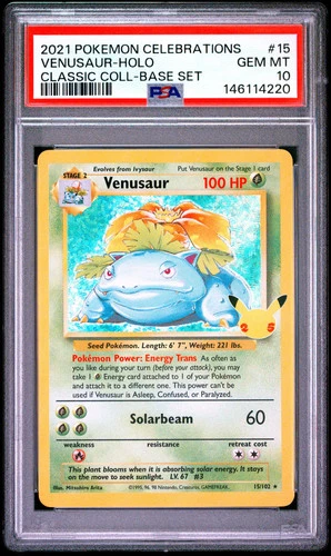 2021 Pokemon Celebrations Classic Collection Venusaur #15/102 Base Set PSA 10