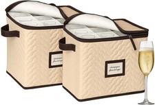 Champagne Flute Storage Boxes with Dividers - Set of 2 - Each Holds 12 Glas
