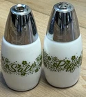 Vintage Pyrex Corelle Spring Blossom Salt Shaker Milk Glass Crazy Daisy Chrome