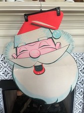 RARE VTG DOUBLE-SIDED SANTA CLAUS CHRISTMAS DISPLAY CUTOUT - RETRO HOLIDAY DECOR