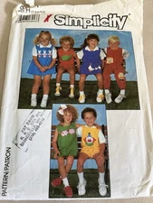 Vintage 1988 Simplicity #3531 Sewing Pattern. Child Size 1/2 -1, 2
