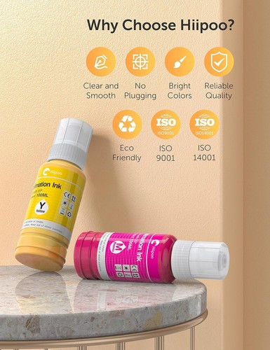 Hiipoo 600ML Sublimation Ink for ET-8500 ET-8550 1PK/1BK/1C/1M/1Y/1GY - Afbeelding 3 van 6