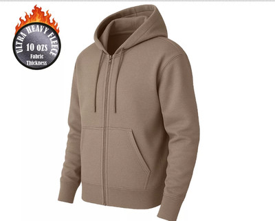 BLUE ICE SUPER HEAVYWEIGHT FLEECE LINED FULL-ZIP HOODIE SIZE: 2XL - LIGHT BROWN