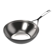 Demeyere Black 5, 18/10 Stainless Steel, 12-inch, Wok, Silver-black