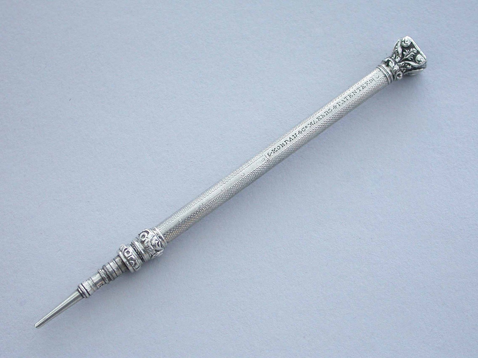 S.Mordan & Co Makers & Patentees Silver Sliding Propelling Pencil,  c1830-45.