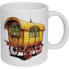 11oz (320ml) 'Vintage Romany Caravan' Ceramic Mug / Cup (MG00082508)