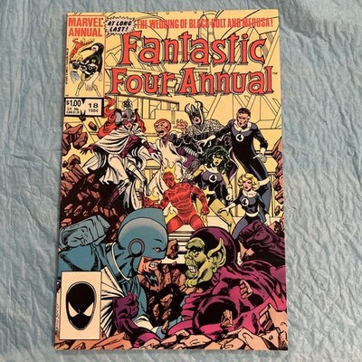 FANTASTIC FOUR ANNUAL #18 MCU 1984 BLACK BOLT & MEDUSA WEDDING ! J BYRNE Art VF