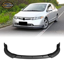 Fits 06-08 Honda Civic 4DR IKON Style Front Bumper Lip Spoiler Matte Black 3PC