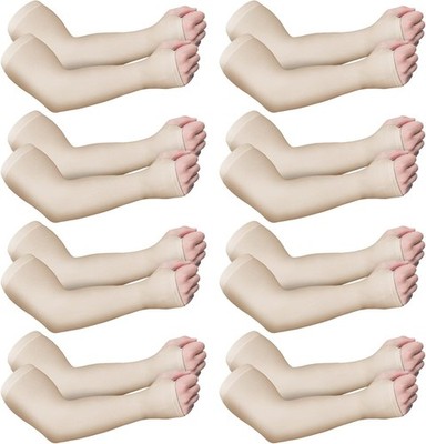Eurzom 8 Pairs Elderly Skin Protector Sleeves Thin Arm Sleeve Nude Color 