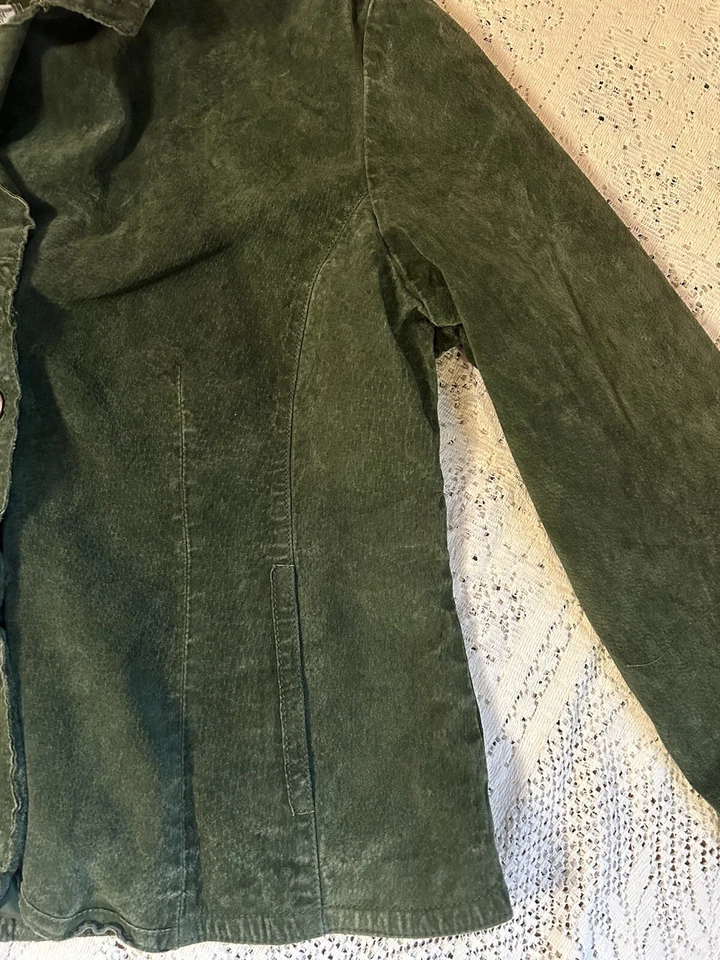 Women’s Vintage 1980s Leather Jacket, Green, Medium, Suede Retro - Image 4 of 4
