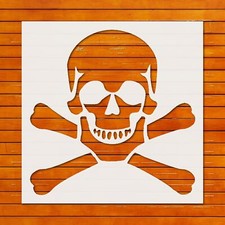 Skull Crossbones Stencil Template Reusable - Wall Art, DIY Crafts, Fabric Painti