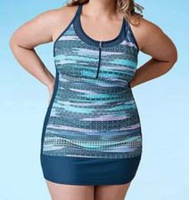 Free Country Women's Abstract Tankini Swimsuit Top Plus Size 3X 24W $59 Nwt