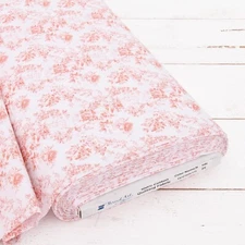 Threadart Cotton Quilting Fabric By The Yard - Vintage - Coral Toile