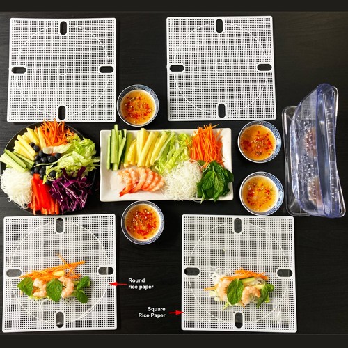 Rolling Fun R22 Trade Pack Rice Paper Roll Maker Set 1 Clear Bowl 4 Square Trays - Picture 2 of 13