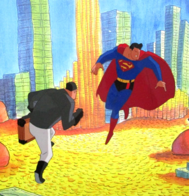1996 SUPERMAN WB ORIGINAL PRODUCTION CEL WARNER BROTHERS DC COMIC BOOK ART