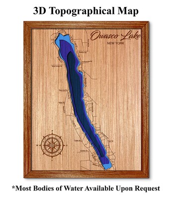 Owasco Lake New York 3D laser cut wood lake map. lake house decor