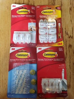 MICRO & MINI HOOKS & DECORATING CLIPS & WIRE HOOKS Command Strips NEW! 